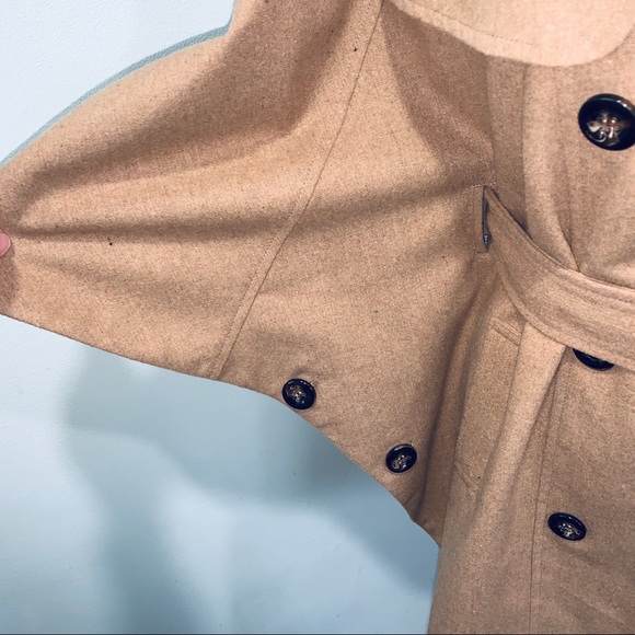 Flying Tomato Wool blend cape trench coat sz S - Picture 4 of 8